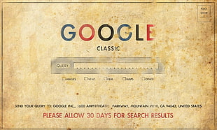 Google Classic web page, Google, old, old paper, vintage