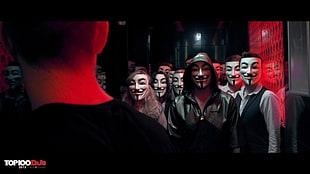 man watching TV, Guy Fawkes, mask, Anonymous HD wallpaper
