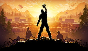 silhouette of man holding crown