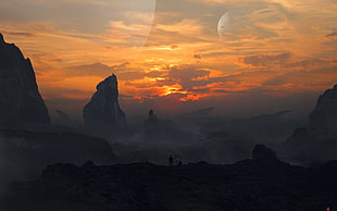 mountains and sunset, mountains