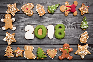 gingerbreads, 2018 (Year), food, sweets, cookies HD wallpaper