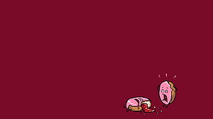bitten and surprised donut illustration, humor, donut, simple background, simple