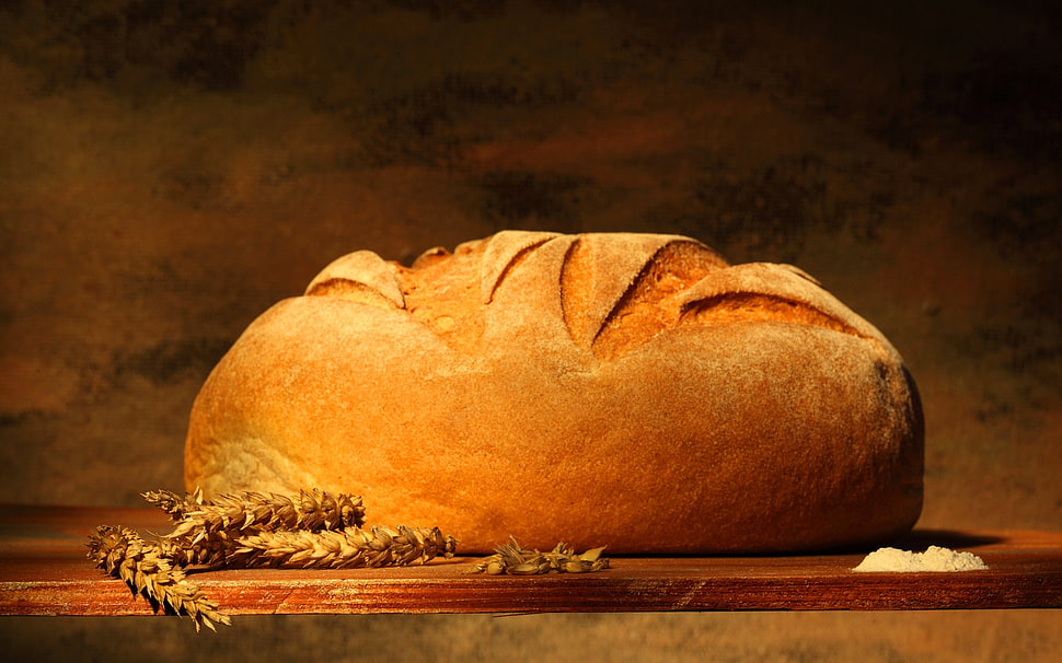 brown bread on brown wooden tray HD wallpaper