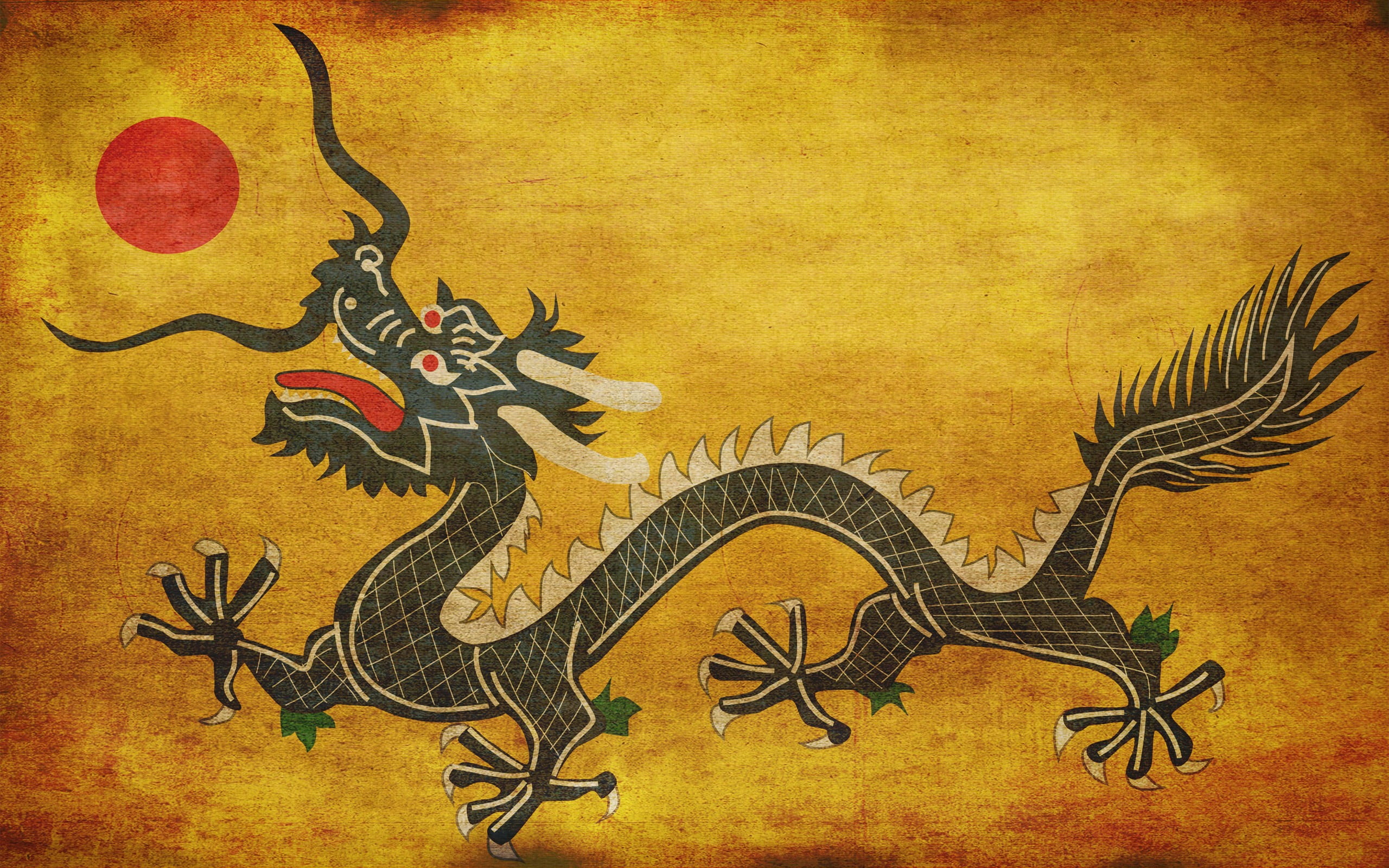 Black and white dragon painting, dragon, loong, chinese dragon HD