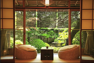 brown wooden framed brown padded sofa, Asia, architecture, building, ancient