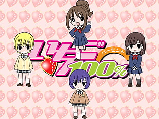 four female anime cartoon illustration