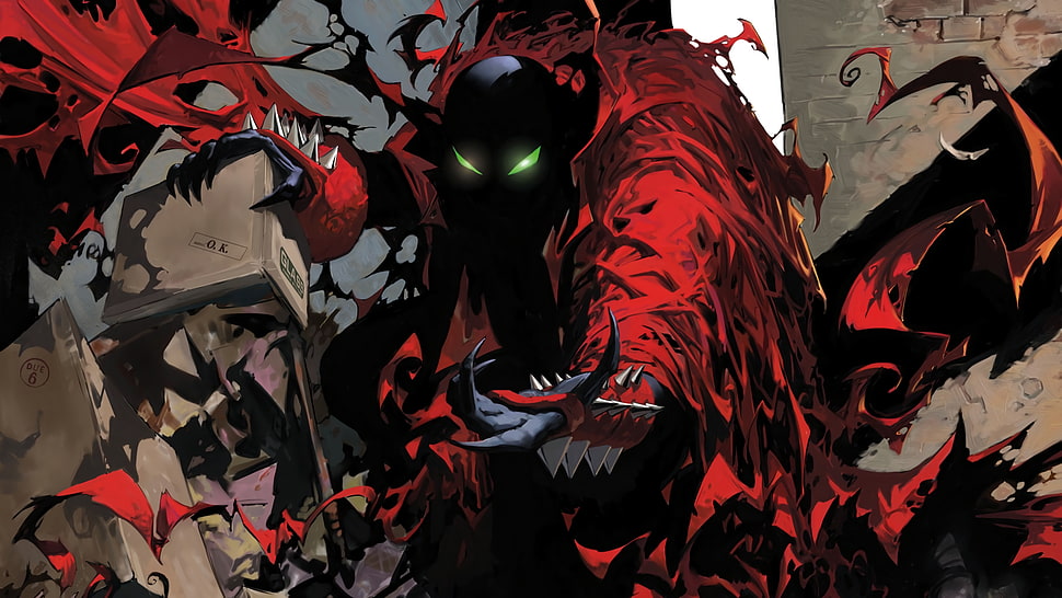 black and red floral textile, Spawn, comics HD wallpaper