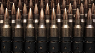 brass-colored gun bullet lot, ammunition, weapon, bullet