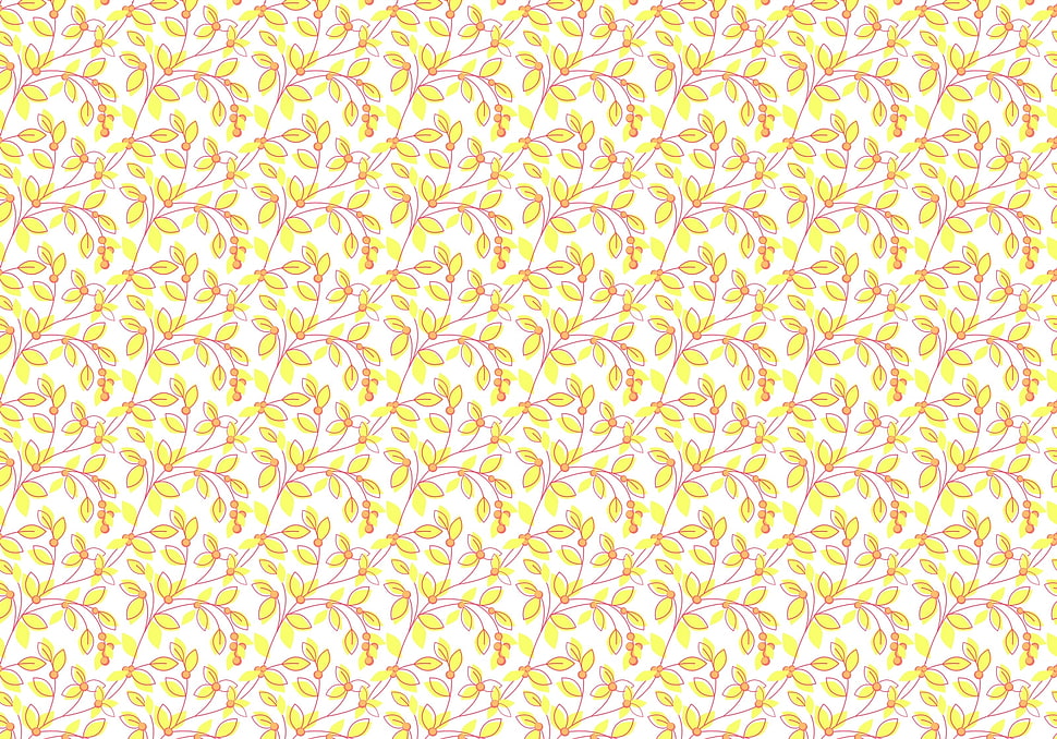 white and yellow floral pattern HD wallpaper