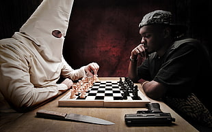 two man playing chess game