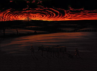 man travelling in a desert illustration, Kentaro Miura, Berserk HD wallpaper
