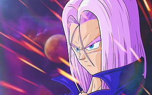 purple and white abstract painting, Dragon Ball, Dragon Ball Z, Trunks (character), violets