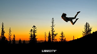 person jump shot photo during sunset HD wallpaper