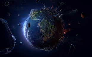 planet earth 3D wallpaper, digital art, planet, space, space art