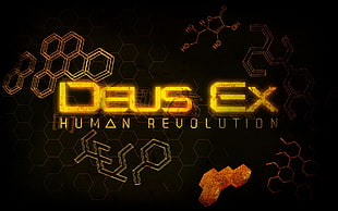 black background with Deus EX text overlay, Deus Ex: Human Revolution, video games HD wallpaper