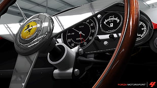 brown Ferrari steering wheel, Forza Motorsport 4, Forza Motorsport, car, video games
