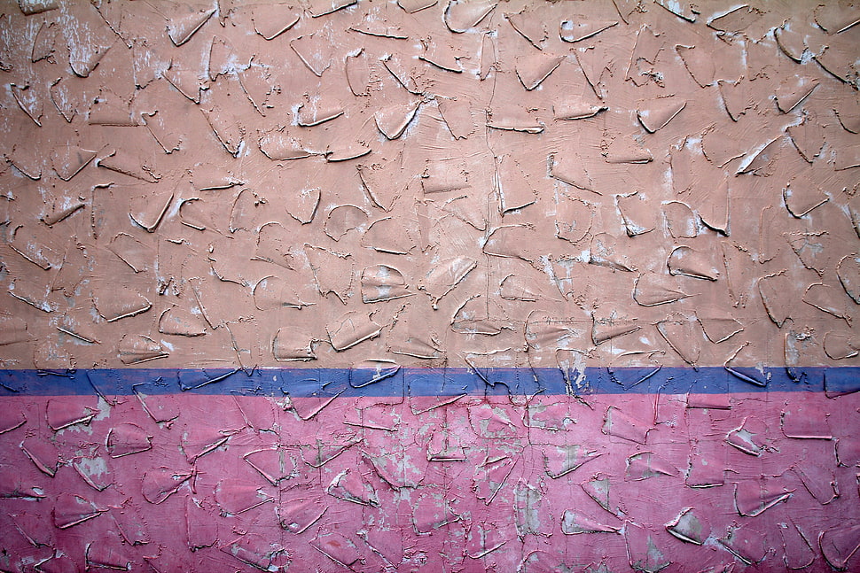 beige, blue, and pink painted surface HD wallpaper