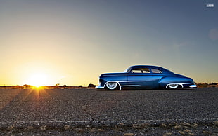 blue and white car bed, car, blue cars, Hot Rod, Chevy HD wallpaper