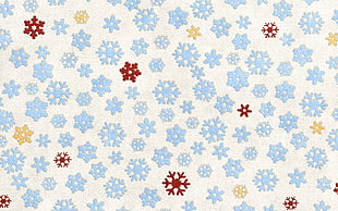 blue and red Snow flakes decor HD wallpaper