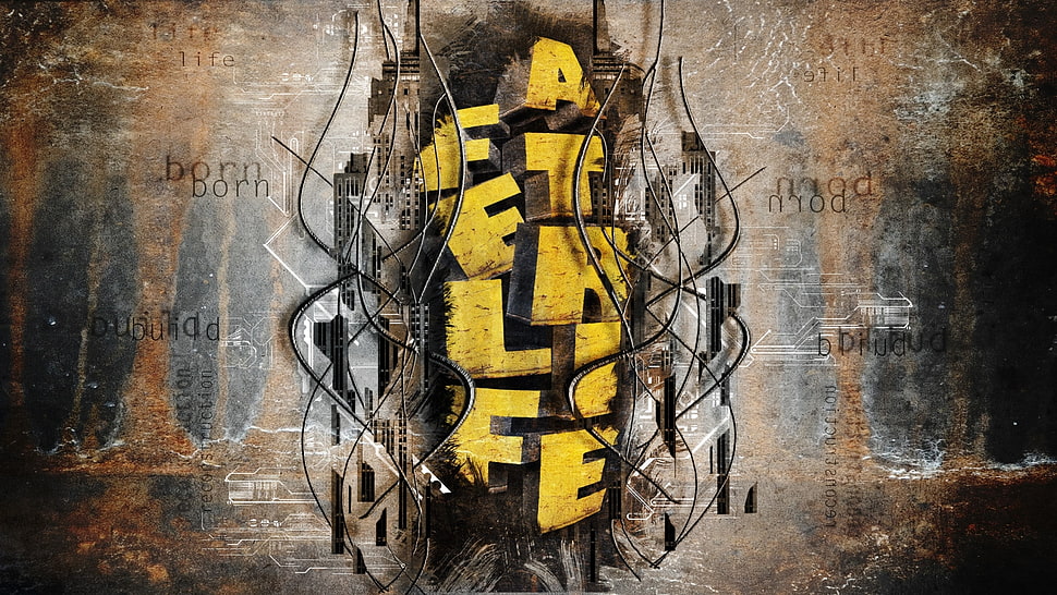yellow text on black background, typography, artwork HD wallpaper