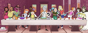 Rick and Morty character illustration, Rick and Morty, Rick Sanchez, Morty Smith, Bird Person