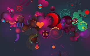 multicolored heart studded poster HD wallpaper