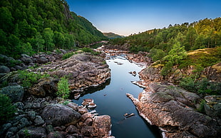 photograph of river between rocks, nature, forest, river, landscape HD wallpaper