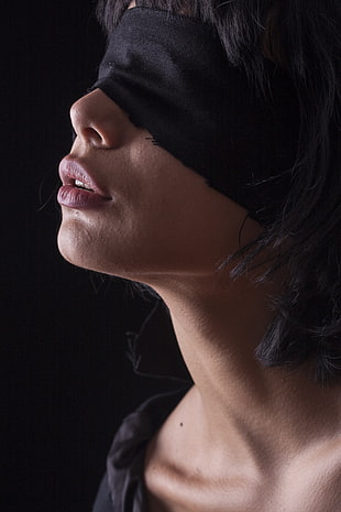 woman wearing blindfold