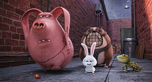 white bunny movie still screenshot, The Life of Pets (Movie), CGI, rabbits, pigs