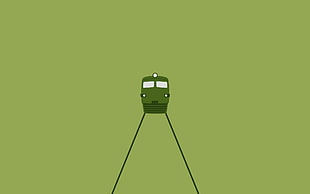 green train illustration, train, minimalism, diesel locomotive