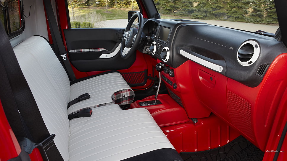 red and black vehicle interior, Jeep J-12, concept cars, car interior HD wallpaper