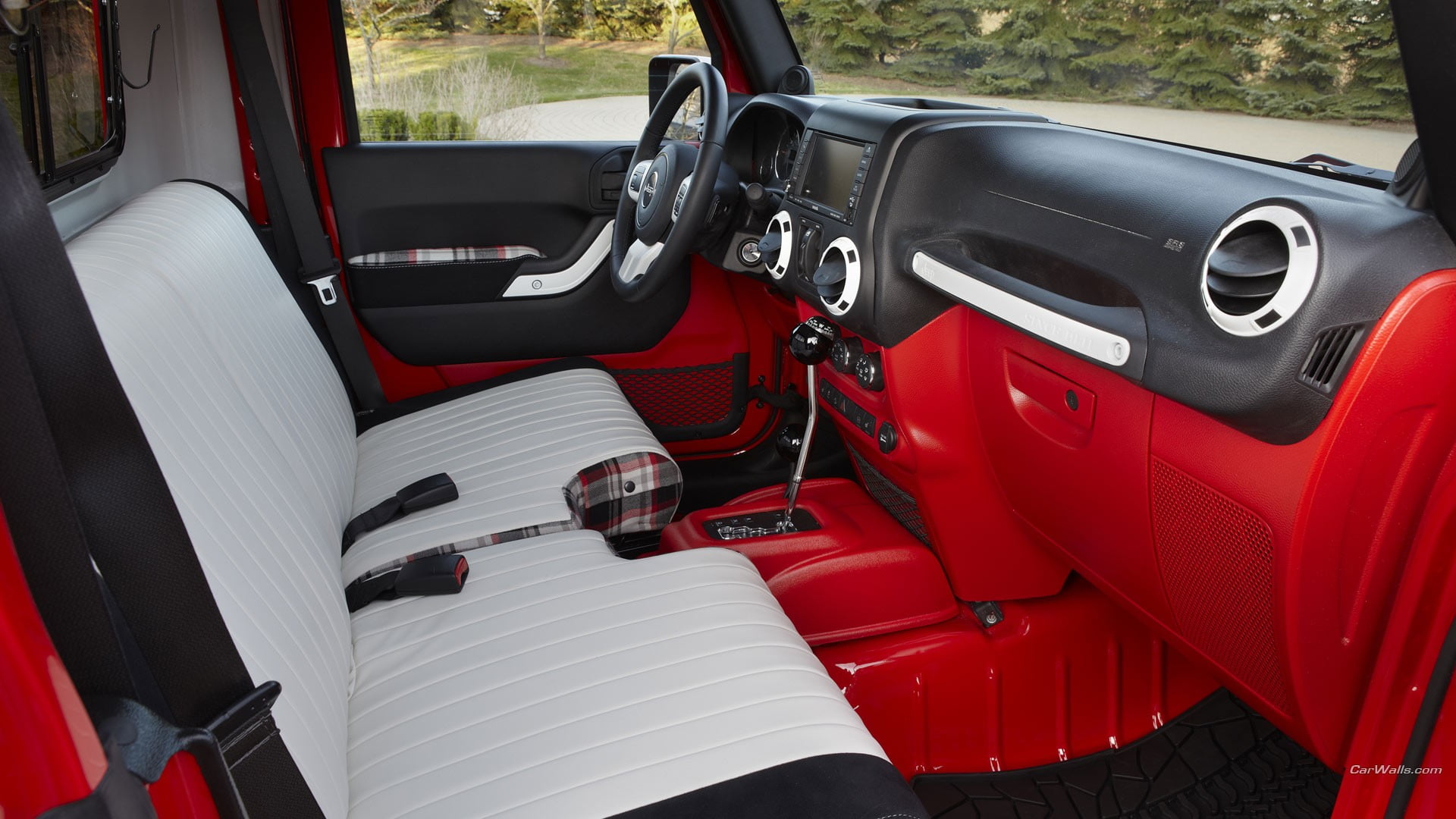red and black vehicle interior, Jeep J-12, concept cars, car interior