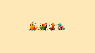 four Pokemon illustration HD wallpaper