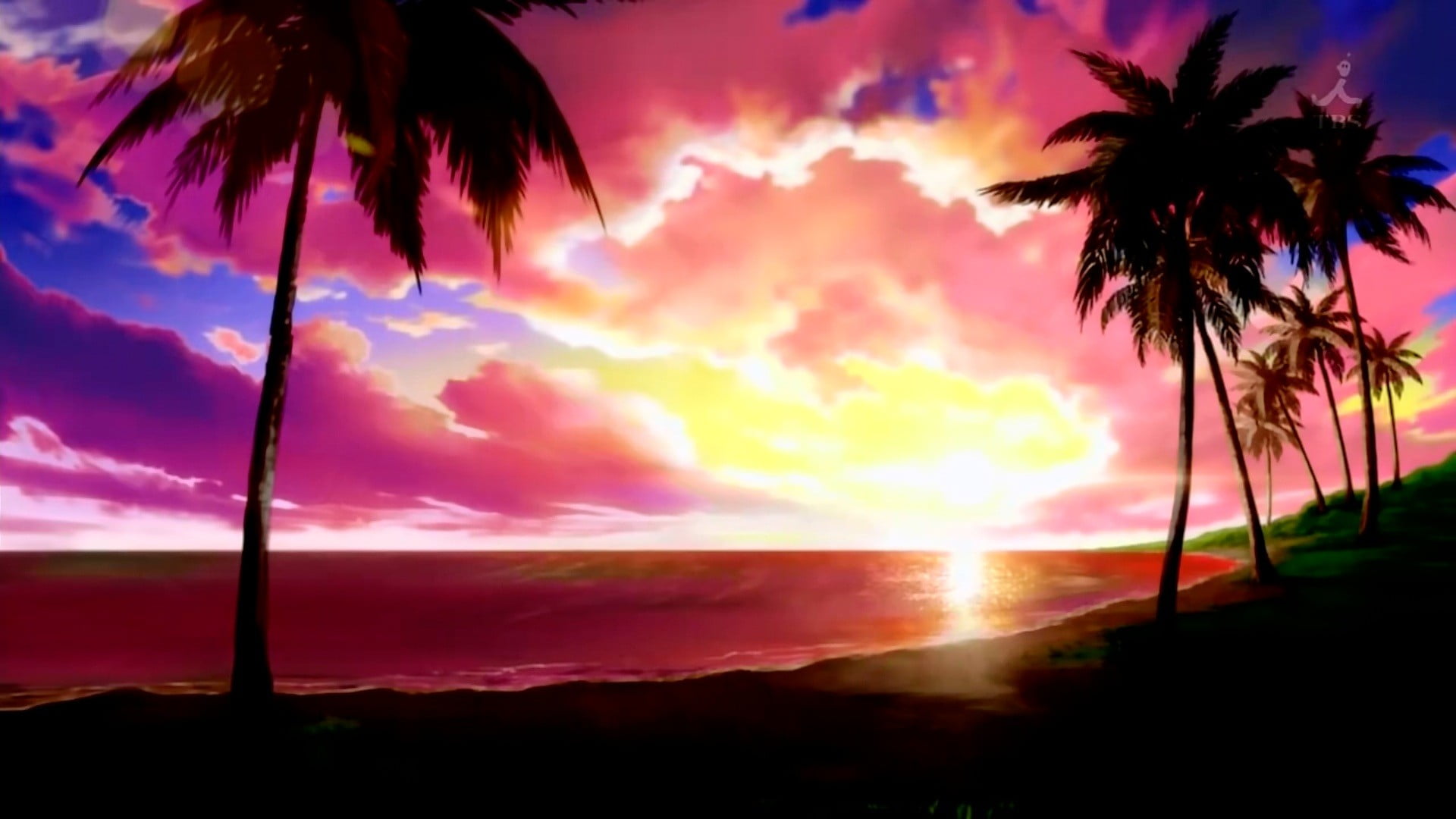 HD wallpaper: tree, summer, sky, girl, beach, anime art, anime girl, palm  tree | Wallpaper Flare