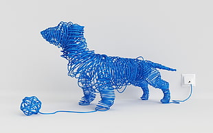blue dog 3D art, animals, minimalism, dog, blue