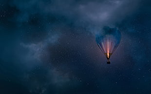 blue hot air balloon, sky, hot air balloons