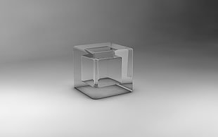 white wooden 2-layer shelf, minimalism, digital art, simple background, 3D