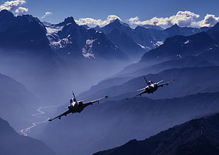 two gray fighting planes, JAS-39 Gripen, jet fighter, airplane, aircraft