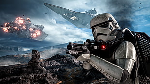 stormtrooper wielding rifle HD wallpaper