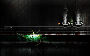 black and green electronic device, fantasy art