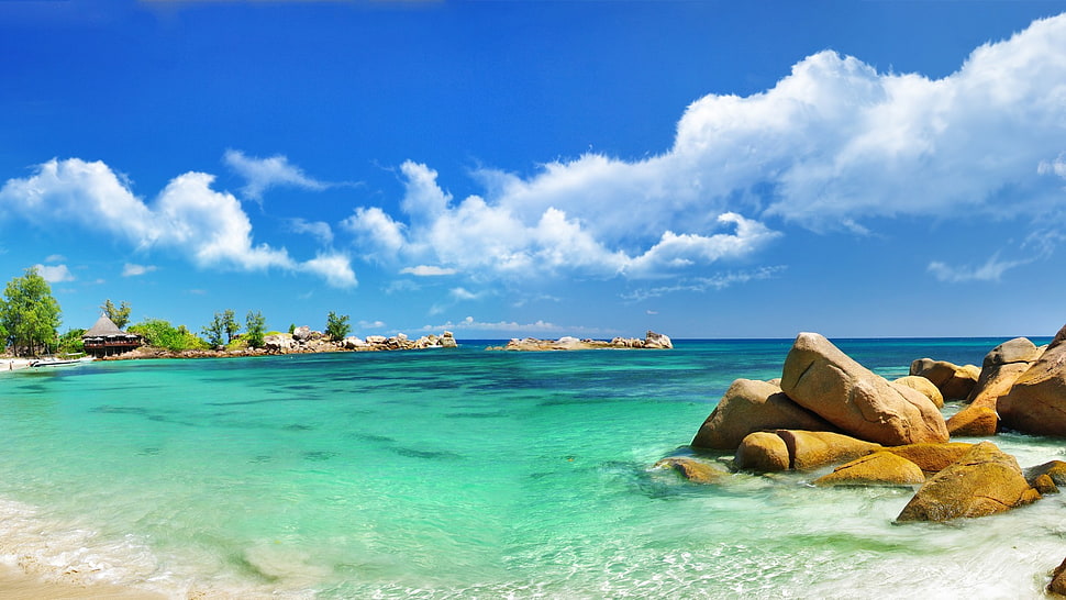 blue beach, coast HD wallpaper