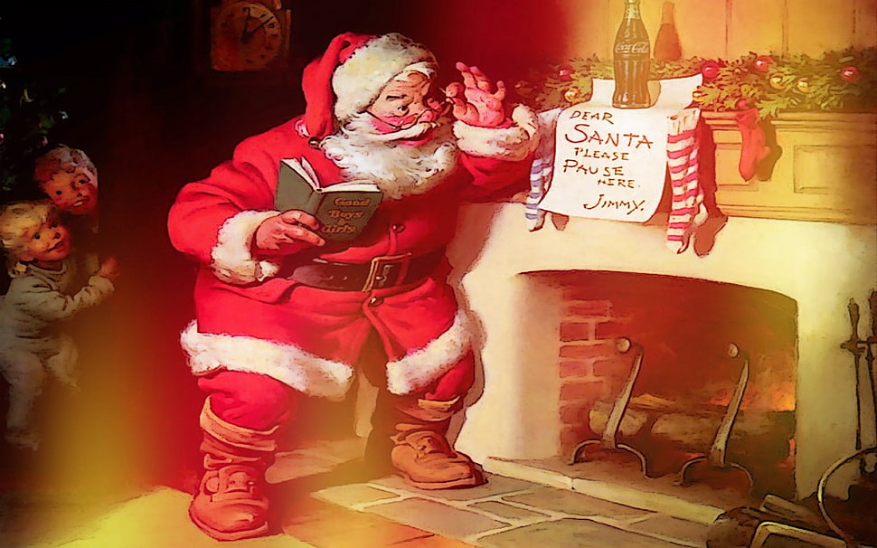 Santa Claus holding a book photo, Santa Claus, Christmas HD wallpaper