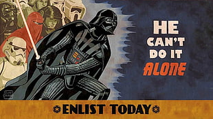 Star Wars he can't do it alone poster, Darth Vader, movies, Star Wars
