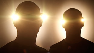 two silhouette of man HD wallpaper