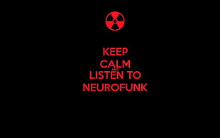 black background with red text overlay, radioactive, symbols, typography, music