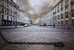 white establishment photo under the cloudy sky, paris