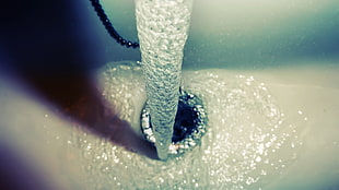 white ceramic sink, water, vortex, drains, chains