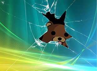 brown bear character, Pedobear, broken glass