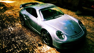 grey Porsche coupe die-cast model, Porsche, car, vehicle