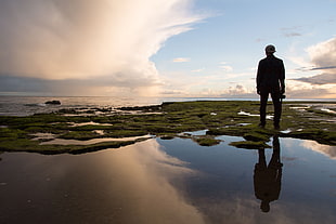 body of water, landscape, clouds, backlighting HD wallpaper